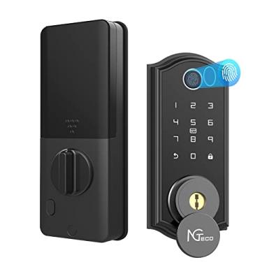 Imagem de NGTeco Fechadura de porta de entrada sem chave com impressão digital, fechadura inteligente para porta da frente, fechadura inteligente com Bluetooth, controle remoto de aplicativos, compartilhamento