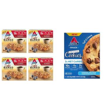 Imagem de Biscoitos Atkins Soft Baked Bars de mirtilo, 15 g de proteína e gotas 