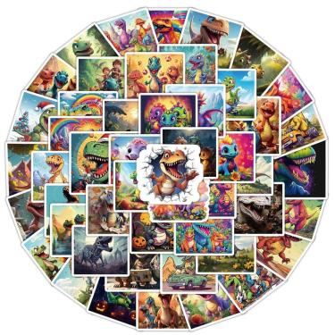 Imagem de Adesivos T-Rex Dinosaur, 50 unidades, decalque colorido em vinil grafite