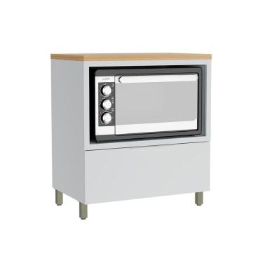 Imagem de Balcão de Cozinha com Tampo Marquesa 100% MDF 1 Gaveta Branco e Nature