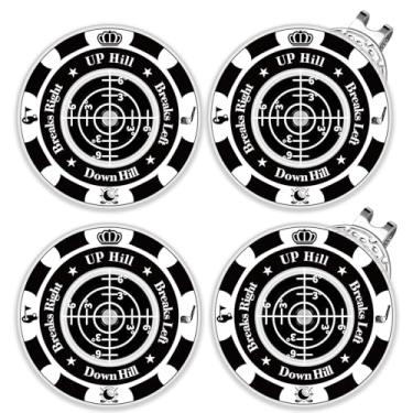 Imagem de Tsocent Leitor verde golfe, pacote com 4 marcadores de bola para colocar verde com bolha, acessórios de golfe ferramenta Putt Aid com clipe de chapéu (4 peças preto preto)