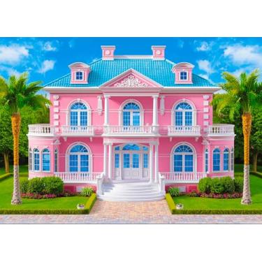 Imagem de DULUDA 2,8 x 1,5 m Castelo princesa brinquedo fotografia pano de fundo rosa casa verão tropical crianças sonho menina decoração festa de aniversário adereços de estúdio fotográfico