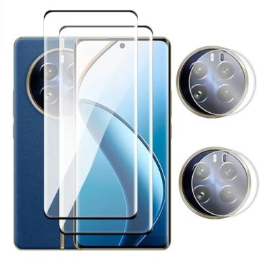 Imagem de Para Realme 12 Pro Plus, vidro temperado com cobertura completa e filme protetor de tela curvo 3D