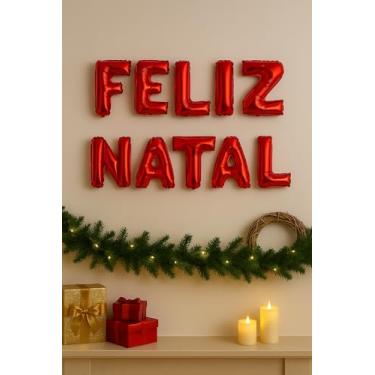 Imagem de Balões Letras Feliz Natal 40cm – 3 Cores (Dourado, Prata e Vermelho) – Ideal para Festas e Painel Natalino Decoração Fim de Ano (VERMELHO)