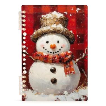 Imagem de Burbuja Caderno de boneco de neve de Natal, papel pautado universitário A5 com 60 folhas, fichário para escritório, 1 pacote