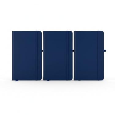 Imagem de Caderno de anotações com elástico no tamanho A5, suporte para caneta, capa dura em material sintético, miolo 80 folhas pautadas na cor bege. Caderno A5 Capa em PU (21x14,5) (3, Azul)