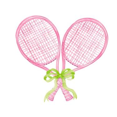 Imagem de 30 peças de decoração de redemoinho rosa para festa de tênis rosa raquete de bola de tênis flâmula de teto rosa verde arco coquete decoração de tênis para festa de aniversário, celebrações esportivas