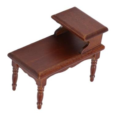 Imagem de Fabater Mesa de chá de Camada Dupla para Casa de Bonecas 1:12 Móveis de Madeira Lindamente Trabalhados para Casa de Bonecas, Ideal para Decoração de Sala de Estar, Material de Madeira de Bétula