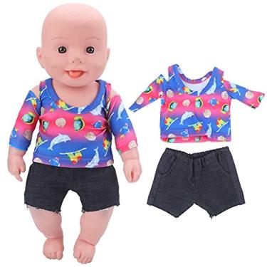 Imagem de Cryfokt Conjunto de Roupas de Boneca de bebê Com Camiseta de 18 Polegadas, Roupa de Exercício de Tecido Macio para Crianças, Presente de Aniversário (Conjunto de cores QD18-032)