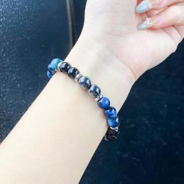 Imagem de Pulseira feminina masculina natural olho de tigre contas elásticas feitas à mão joias dinheiro riqueza cristal ioga amizade presente de Natal, Medium, Latão, Sem Pedra Preciosa