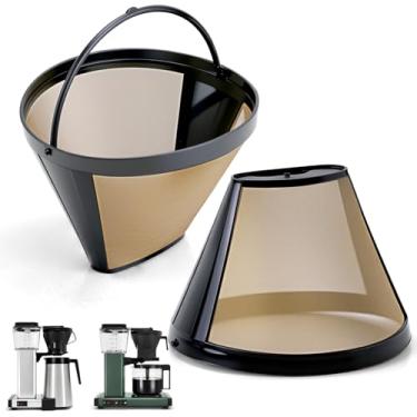 Imagem de Filtros de café reutilizáveis compatíveis com máquina de café Moccamaster, pacote com 2 filtros de cone permanentes de malha de aço inoxidável para Technivorm Moccamaster 79112 KBT 53923 KBGV 59691 KB