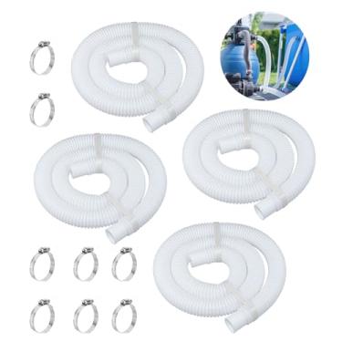 Imagem de Mangueira de piscina de substituição de 3,15 cm de comprimento para piscinas acima do solo - Mangueira de bomba de filtro com grampos de metal (4 mangueiras + 8 braçadeiras)