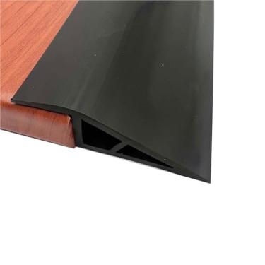 Imagem de GQQGSHOP Tira autoadesiva de transição de piso de 2 m, tira de acabamento de PVC para carpete e borda de piso, transições de limiar de PVC adequadas para altura limite de 0,67 ~ 2 cm (Preto)