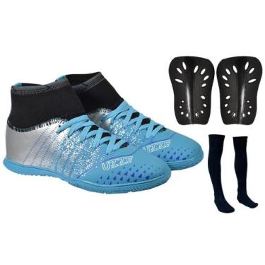 Imagem de Chuteira Society Botinha Cano Alto Costurada Leve + Caneleira e Meião 