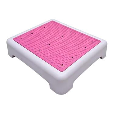 Imagem de ＫＬＫＣＭＳ Banqueta auxiliar para escadas, degrau, para cozinha, plataforma antiderrapante, para uso em escadas, carros, viagens, chuveiro, idosos e, Branco Rosa