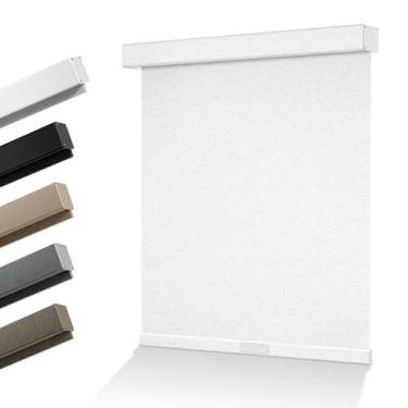 Imagem de HOTSOON Cortinas de rolo blackout para persianas internas, sem fio, tecido de linho, tecido com isolamento térmico, persianas de proteção UV para casa, escritório, porta, quarto, creme blackout, 66 cm