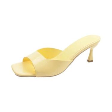 Imagem de Sandálias Pretas De Salto Alto Para Mulheres Moda De Verão Bico Quadra