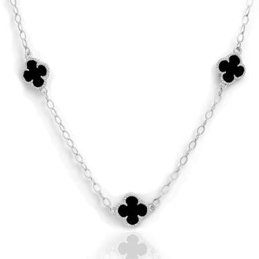 Imagem de Colar Corrente Trevo Flor Delicado Prata Original 925 Moda - Lojas La&