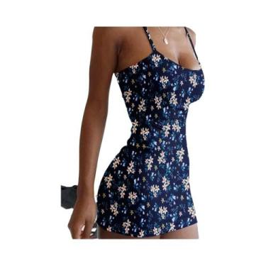 Imagem de Vestido Slip Floral plus Size Sem Costas Verão Sexy Slim Mini Vestido 