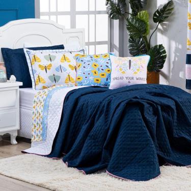 Imagem de Kit Cobre Leito Borboletas Dupla Face Casal Padrão 07 Peças