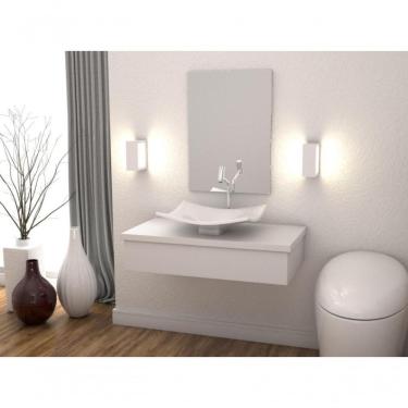 Imagem de Conjunto Bancada Com Cuba F44 E Espelheira Metrópole 801 Perffect Acetinado Branco Chess