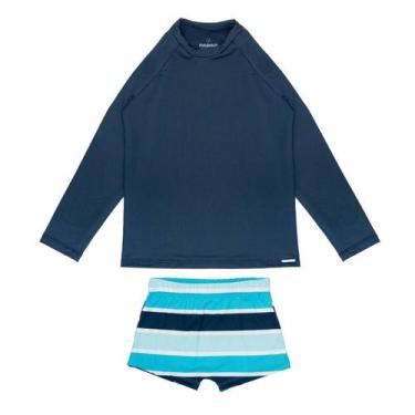 Imagem de Conjunto Blusa + Sunga Infantil Menino Praia Proteção Solar - Fabricaç