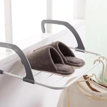 Imagem de Varal Portatil Porta Janela Sacada Apartamento Suporte Seca Roupa Dobr