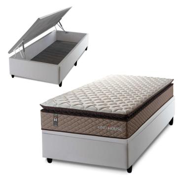Imagem de Conjunto Box Baú Atlanta 88x188 Bege Espuma D45 King House