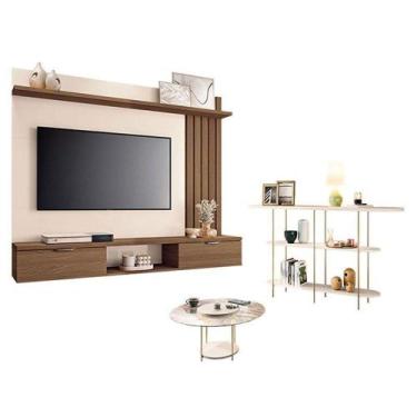 Imagem de Painel Suspenso Lets Com Mesa De Centro Sky Com Tampo De Vidro E Apara