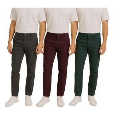 Imagem de Kit 3 Calças Alfaiataria Masculina Social Slim Elegante para Trabalho 