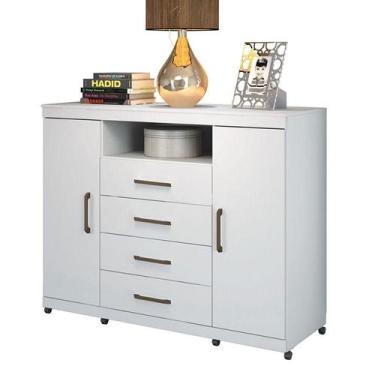 Imagem de Comoda Havana Master com rodizio Branco Brilho - Santos Andirá - Santo