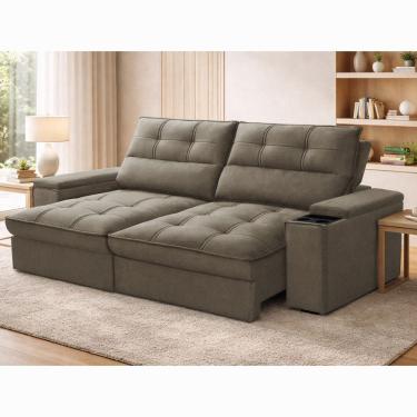 Imagem de Sofa 3 Lugares Retratil Reclinavel 210cm Linho Aveludado Deville Ferguile