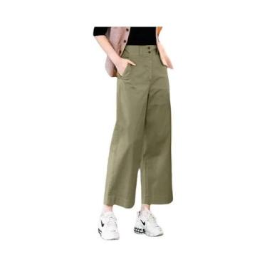 Imagem de Calças Femininas ZANZEA - Cintura Média, Pernas Largas e Fivela Dupla 