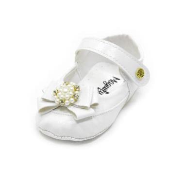 Imagem de Sapatilha para Bebê Maguilu com Pérolas e Strass Branco, Branco, 17