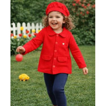 Imagem de Casaco Bebê Sobretudo Infantil Menina Soft Inverno com Boina Roupa Fri
