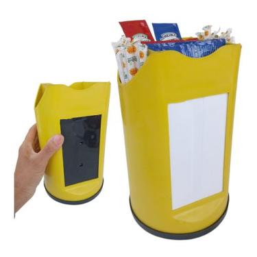 Imagem de Porta Guardanapo / Canudo E Sache 3x1 Cores De Plástico cor:amarelo - 