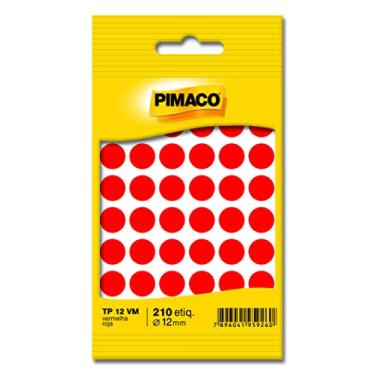 Imagem de Etiqueta adesiva p/ codificação 12mm vermelha TP12VM Pimaco, BIC, 886601, Vermelho, pacote de 5