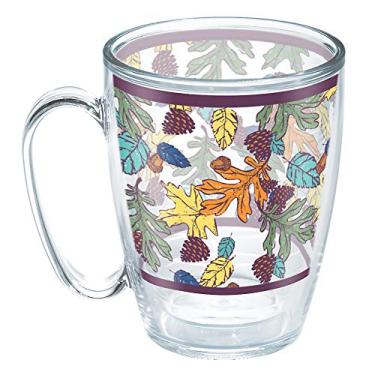 Imagem de Tervis Feito nos EUA Caneca térmica Fiesta de parede dupla mantém as bebidas frias e quentes, caneca de 473 g - sem tampa, folhas de outono de caramelo