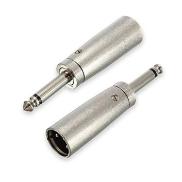 Imagem de Adaptador HTTX XLR para 6,35 mm, Mono 1/4" 6,35 mm macho para XLR macho conector profissional metal construção microfone plugue conversor (2 unidades)