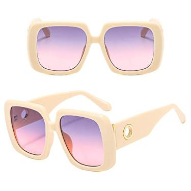 Imagem de Óculos de sol quadrados grandes leopardo feminino designer de moda buraco redondo sexy grande óculos de sol masculino óculos de sol de luxo ao ar livre, bege zi rosa, tamanho único