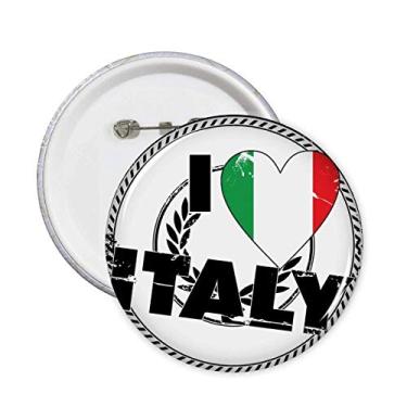 Imagem de I Love Italy Palavra Bandeira Amor Coração Padrão Alfinetes Emblema Botão Decoração Acessório 5 peças