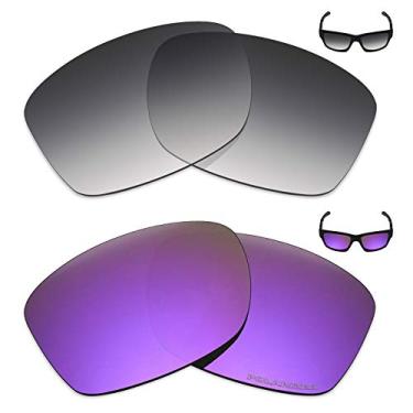 Imagem de Mryok+ 2 pares de lentes polarizadas de substituição para óculos de sol Oakley Jupiter Squared – Cinza dégradé Tint/Plasma Roxo