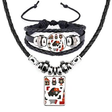 Imagem de Conjunto de joias de couro Rússia com boneca acordeão Bear Vodka