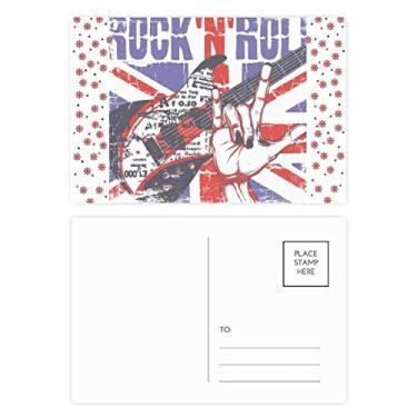 Imagem de Rock Guitar Bandeira do Reino Unido Natal Natal Flor Celebração Cartão Postal Bênção Cartão Bênção