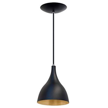 Imagem de Combo Kit com 2 Pendentes Ágata Cone Preto E Dourado Lustre Alumínio Sala Luminária Sala