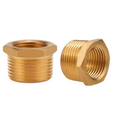 Imagem de Napredak Bucha sextavada redutora de latão, 3/4 NPT macho x 1/2 NPT fêmea adaptador de encaixe roscado, encaixe de tubo redutor de linha de água, 2 peças