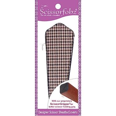 Imagem de SCISSORFOBZ Tesouras de designer bainhas capas protetoras - para tesouras grandes - design de padrão de dentes de cães marrons - #SL-231