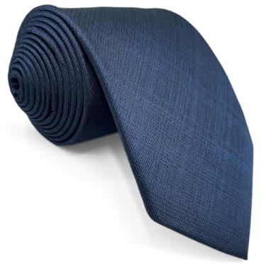 Imagem de S&W SHLAX&WING Gravata masculina gravata de seda azul sólido comercial tamanho clássico 147cm