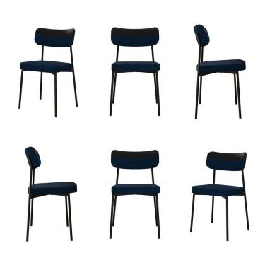 Imagem de Kit com 6 Cadeiras para Sala de Jantar Mona Yescasa Azul/Preto