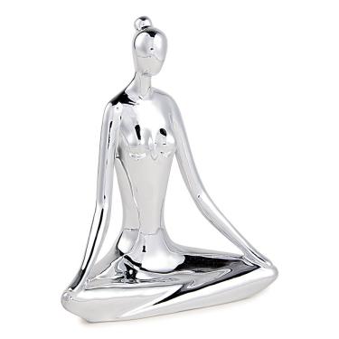 Imagem de Escultura de Yoga em Porcelana 19x15,5x7,5 Prata Gran Belo